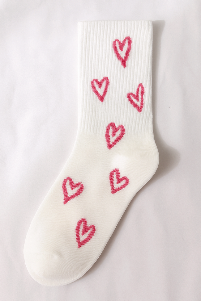 White Heart Socks