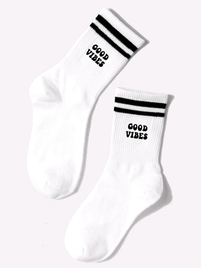 White “Good Vibes” Socks