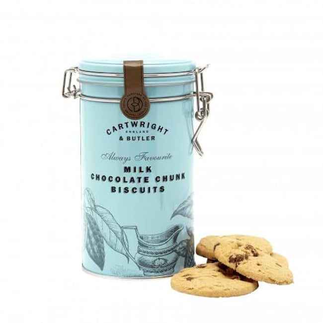 Cartwright & Butler Chocolate Chunk Biscuits In Blue Tin