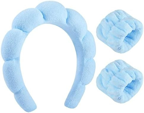 Blue Padded Spa Headband + Wrist Wraps