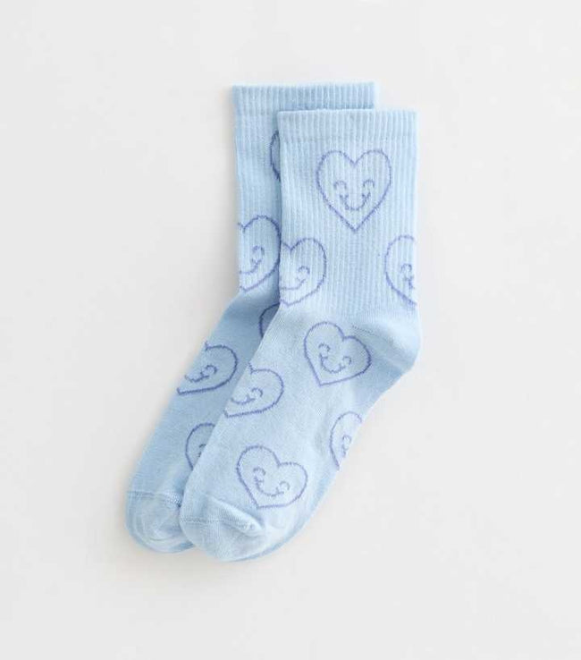 Blue Happy Heart Socks