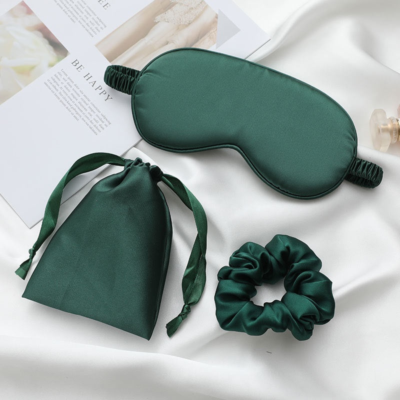 Green Silk Eye Mask & Scrunchie Set