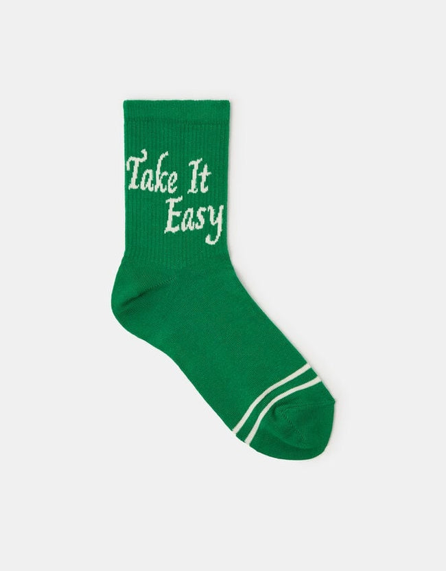 “Take It Easy” Green Socks