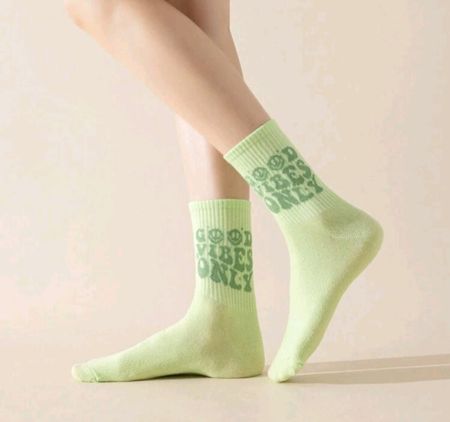 Green “GOOD VIBES” Socks