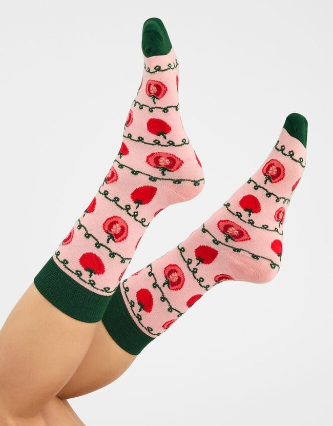 Pink Floral Socks